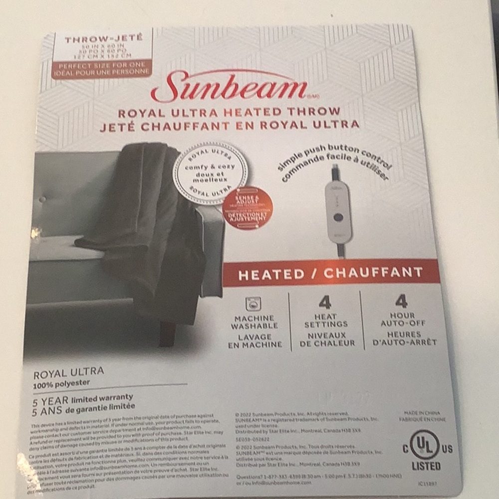 SUNBEAM ULTRA HEATED THROW